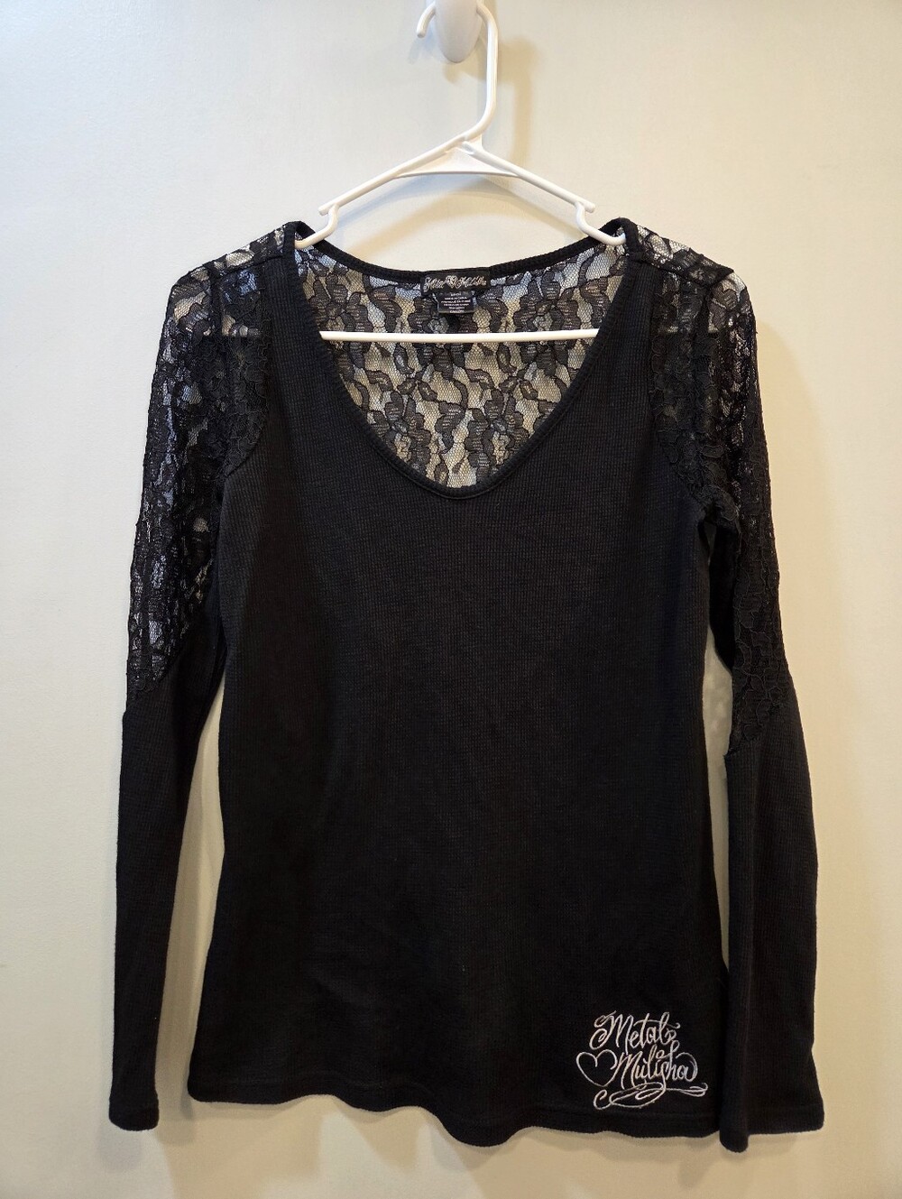 Metal Mulisha Black Lace Long Sleeve Top Small